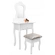 Masa de toaleta, machiaj, pentru copii, cu oglinda, sertar si taburet, alb, 50x30x111 cm 