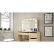 Masa de toaleta/machiaj + Scaun stil scandinav, Artool, stejar, cu oglinda si LED-uri, 94x43x141 cm