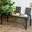 Masa gradina/terasa pentru exterior, aluminiu, blat sticla securizata, negru, 8 persoane, 180x80x72 cm