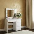 Masa de toaleta/machiaj, Irina + scaun Avola, alb, cu oglinda si LED-uri, 94x43x141 cm