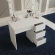 Masa de toaleta/machiaj, Irina + taburet, alb, cu oglinda si LED-uri, 94x43x141 cm