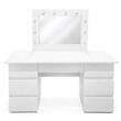 Masa de toaleta/machiaj, Vanessa + scaun Lago, alb, cu oglinda si LED-uri, 130x43x143 cm