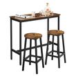 Masa pentru bucatarie/living/bar + 2 scaune, Artool, pal si otel, maro rustic, 100x40x90 cm