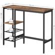 Masa pentru bucatarie/living/bar, Artool, inalta, pal, otel, cu suport pahare si sticle, 3 rafturi, maro rustic, 110x40x90 cm