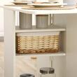 Masa pentru bucatarie, pe roti, extensibila, pal, alb, 2 sertare, 1 dulap, 15-120x80x73 cm