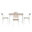 Masa pentru sufragerie/bucatarie + 4 scaune, MDF, metal, maro si alb, 105x65x76.5 cm