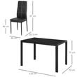 Masa pentru sufragerie/bucatarie + 4 scaune, metal, piele PU, blat sticla, negru, 120x70x75 cm