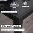 Masa pentru sufragerie/bucatarie + 4 scaune, metal, piele PU, blat sticla, negru, 120x70x75 cm