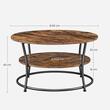 Masa pentru sufragerie/living, Artool, rotunda, pal, metal, cu raft depozitare, maro rustic si negru, 80x45 cm