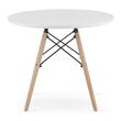 Masa stil scandinav, Artool, rotund, MDF si lemn, alb, 60x50 cm