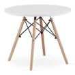 Masa stil scandinav, Artool, rotund, MDF si lemn, alb, 60x50 cm