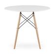 Masa stil scandinav, Artool, rotund, MDF si lemn, alb, 90x72 cm