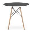 Masa stil scandinav, Artool, rotund, MDF si lemn, negru, 80x72 cm