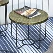 Masuta gradina/terasa/balcon, cu cos depozitare metalic, rotunda, negru si maro deschis, set 2 marimi