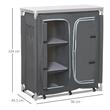 Mobilier camping, portabil, aluminiu, poliester, masa blat MDF, impermeabil, 3 rafturi, dulap, max 45 kg, 96x49.5x104 cm