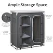 Mobilier camping, portabil, aluminiu, poliester, masa blat MDF, impermeabil, 3 rafturi, dulap, max 45 kg, 96x49.5x104 cm