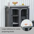 Mobilier camping, portabil, aluminiu, poliester, masa blat MDF, impermeabil, 3 rafturi, dulap, max 45 kg, 96x49.5x104 cm