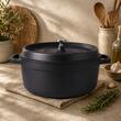 Oala de aluminiu cu capac, negru, 4 L, 25 cm, Verk Group