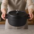 Oala de aluminiu cu capac, negru, 4 L, 25 cm, Verk Group
