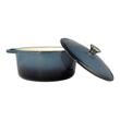 Oala de fonta emailata cu capac, maner din inox, albastra, 5.2 L, Perfect Home