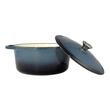 Oala de fonta emailata cu capac, maner din inox, albastra, 7 L, Perfect Home
