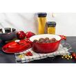 Oala de fonta emailata cu capac, maner din inox, rosie, 4.4 L, Magic Home