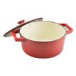 Oala de fonta emailata cu capac, maner din inox, rosie, 4 L, Perfect Home