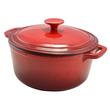 Oala de fonta emailata cu capac, rosie, 4 L, Perfect Home
