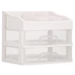Organizator cosmetice, plastic, 3 niveluri, 2 sertare, alb, 30x25x34 cm, Springos