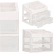Organizator cosmetice, plastic, 3 niveluri, 2 sertare, alb, 30x25x34 cm, Springos