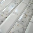 Panou decorativ, PVC, model marmura 3D, alb cu petale, 96x48.5cm 