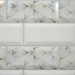Panou decorativ, PVC, model marmura 3D, alb cu petale, 96x48.5cm 