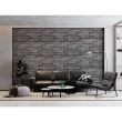 Panou decorativ, PVC, model caramida 3D, nuante cenusiu inchis, 96x48.5cm