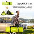 Cort camping, 6-8 persoane, impermeabil, cu ferestre, geanta, verde, alb, gri, 450x215x180 cm