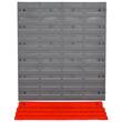 Panou scule, PP, 2 module, 2 rafturi tip suport, 50 de carlige, gri si rosu, max 30 kg, 95.5x53.5 cm