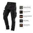Pantaloni de lucru tip blugi negri NEO Denim marimea XXXL/58, pictograme: genunchi profilati, buzunare incapatoare, 98% bumbac, 410 g/mp
