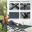 Pat pliabil camping, gradina, pescuit, material Oxford, cu buzunar lateral, tetiera, geanta, gri, max 150 kg, 188x64.5x53 cm