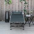 Pat pliabil camping, gradina, pescuit, material Oxford, cu buzunar lateral, tetiera, geanta, gri, max 150 kg, 188x64.5x53 cm