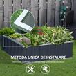 Pat/strat inaltat pentru flori, legume, din otel, gri inchis, 90x90x30 cm