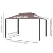 Pavilion/foisor pentru gradina/terasa, cadru aluminiu, cu plasa pentru insecte, cafeniu, 3.90x2.90x2.80 m