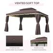 Pavilion/foisor pentru gradina/terasa, cadru aluminiu, cu plasa pentru insecte, cafeniu, 3.90x2.90x2.80 m