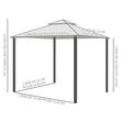 Pavilion/foisor pentru gradina/terasa, cadru metalic, cu perdele, bej, 2.95x2.95x2.63 m