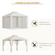 Pavilion/foisor pentru gradina/terasa, cadru metalic, cu perdele, bej, 2.95x2.95x2.63 m