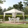 Pavilion/foisor pentru gradina/terasa, cadru metalic, cu perdele, bej, 2.95x2.95x2.63 m