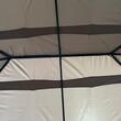 Pavilion/foisor pentru gradina/terasa, cadru metalic, cu perdele, bej, 4x3x2.64 m