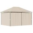 Pavilion/foisor pentru gradina/terasa, cadru metalic, cu perdele, bej, 4x3x2.64 m