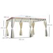 Pavilion/foisor pentru gradina/terasa, cadru metalic, cu perdele, crem, 4x3x2.55 m