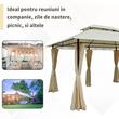 Pavilion/foisor pentru gradina/terasa, cadru metalic, cu perdele, crem, 4x3x2.65 m
