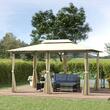 Pavilion/foisor pentru gradina/terasa, cadru metalic, cu perdele, crem, 4x3x2.65 m