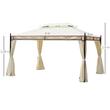 Pavilion/foisor pentru gradina/terasa, cadru metalic, cu perdele, crem, 4x3x2.80 m